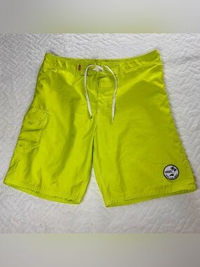 Vans Neon Yellow Board Swim Shorts Men’s Size 36 with Cargo Pocket